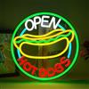 Ineonlife Open Hot Dogs Decorazione murale Neon Ristorante Luce al neon, Dimmerabile LED Business Sign Fast Food Ristorante Natale Compleanno Festa Muro Decorazione Luce 5V/2A USB