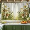 Generic Tende da cucina a forma di fungo, con fantasia di fiori e farfalle, colore verde, decorazione per finestra, per lavandino, sala da pranzo, bagno, 106 x 114 cm