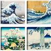 LuxHomeDecor Set di 4 quadri 30x30 cm - stampa su tela con telaio in legno stile arte giapponese - Katsushika Hokusai