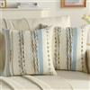 Ystyle Chenille Federe Cuscini Divano 50x50 2 Pezzi, Federa Cuscino Decorativa a Strisce con Texture Trapuntata Soffice, Boho Copricuscino Divano per Divano Soggiorno Camera, Azzurro