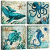 Artscope Stampe e Quadri su Tela 4 pz. Vita Marina Blu Immagine Fotografia Murale Tela Wall Art Bel Regalo per Home Decor Ristorante Cucina Regalo di Anniversario Compleanno 30x30CM