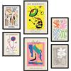 Nacnic set di 6 poster con illustrazioni delle mostre di Joan Mirò e Matisse. Collezione di fogli con disegni colorati per la decorazione d'interni. Formati A3 e A4. Senza cornice.
