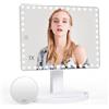 FASCINATE Ricaricabile Grande Specchio Trucco con Luci, 45 LED Schermo Tattile Lampade da Cucina con Ingrandimento 10x Regolabile 360° di Rotazione con Batterie per Cosmetici Specchio Ingranditore (Bianco)