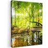 MuchoWow© Stampa di Foto su Tela Quadro Soggiorno Moderno Quadri per | 50x70 cm - Salotto Decorazioni Camera Foresta - Paesaggio - Acqua - Alberi - Sole - Verde - Natura