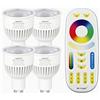 LIGHTEU®, Miboxer 4x 6W GU10 RGB + CCT LED Spotlight che cambia colore e CCT WW CW Temperatura regolabile con un telecomando (4x FUT106 + FUT092)