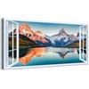 Generico Quadro finestra panorama Alpi lago montagna - Stampa su tela con telaio in legno - 80x40 cm