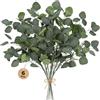 Woltoy Pianta Finta 6 Pezzi Eucalipto Artificiali Foglie Di Eucalipto Steli Reali Verde，Piante Da Interno Per Matrimonio Casa, Festa, Ufficio, Decorazione Da tavolo, Composizioni Floreali Fai Da Te