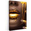 MuchoWow© Stampe su Tela moderne Quadro Moderno Soggiorno Quadretti da | 40x60 cm - Parete Room Decor Donna - Oro - Colore - Labbra - Ritratto