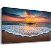 Printerland Quadri Moderni PAESAGGIO MARE onde sabbia spiaggia tramonto Quadro moderno da Parete XXL grande Stampa su tela Canvas Decorazione Murale muro Soggiorno Arredo Camera letto Cucina (70x100 cm, 8)