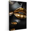 MuchoWow© Quadri Astratti su Tela Foto Quadro Moderno Soggiorno Canvas | 80x120 cm - Decorazioni Camera da Letto Oro - Labbra - Ritratto - Astratto - Lusso