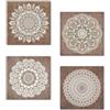 Lupia - Set 4 Quadri Moderni su Carta telata AZULEJOS Mandala 16x16 cm, Pronti da Appendere, Multicolore, Carta, Decorazione per Cucina, Soggiorno, Ufficio, Idea regalo bomboniera
