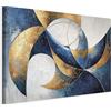 murando - Quadro Moderno Soggiorno, Geometria Astratta Blu e Oro, 90x60 cm | Chiodi Inclusi, 1 Pezzo, Stampa su Tela, Murale Arte, Resistenti Allo Sbiadimento, Produzione Europea