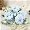 Generic 1 confezione di peonie artificiali, peonie artificiali rosa miste, bouquet di peonie artificiali in finta seta per centrotavola, matrimonio, festa, decorazione della casa (blu cielo)