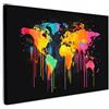MuchoWow© Quadro Su Tela Grandi Dimensioni Quadri Moderni Soggiorno Stampa | 90x60 cm - Di Foto Decorazione Camera Letto Da Parete Con Cornice Dipinti Mappa del mondo - Vernice - Colorato - Graffiti