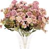 Minnhua 4PCS Fiori Finti da Interno Esterno Fiori Artificiali Garofani | Decorazioni Ortensia 5 Rami Fiori Finti con Steli Fiori di Seta per Soggiorno Casa Balcone Vaso Cimitero