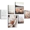 HALFLEMART 6Pcs Stampa su tela Con Cornice Pampa Erba Selvatica Spiaggia Mare Pittura Fiore Magnolia Bianco Quadri su tela Poster da parete Quadretti Quadri Moderni Soggiorno Camera da letto 30x40cmx2+20x30cm x4