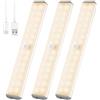 VCY Luce notturna a LED, con sensore di movimento ricaricabile tramite USB,per interni,luce bianca naturale, con strisce magnetiche, per armadi, camere da letto, scale,armadi,cucine,corridoi sotto PIR