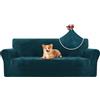 CYCMACO Copridivano Velluto Spesso 3 Posti, Universale Copridivani Elasticizzati, Copri Divani Antiscivolo, Moderno Sofa Cover Antigraffio, Fodera Divano Antimacchia Lavabile, Verde Scuro