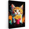 MuchoWow© Stampe Su Tela Quadro Soggiorno Quadri Camera Da Letto Moderni | 20x30 cm - Accessori Salotto Poster Da Parete Con Cornice Decorazione Muro Gatto - Cibo - Patatine fritte - Graffiti