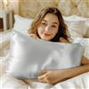 Generic Federa in seta di gelso per capelli e pelle, straordinariamente liscia e morbida, federa in seta di dimensioni king con chiusura a busta 51x102 cm, regalo per donne e uomini (Grigio chiaro, 1