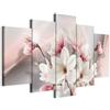 B&D XXL - Quadri Moderni per Soggiorno Grandi, Fiori Magnolia, 100x50 cm | Chiodi Inclusi, 5 Pezzi, Quadro Moderno, Murale Arte, Stampe da Parete, Resistenti Allo Sbiadimento, Produzione Europea