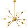 LynPon Lampadario Sputnik Moderna Cucina Color Ottone Oro 12 Luci Camera da Letto Dorato Plafoniera Vintage per Soggiorno, Altezza Regolabile