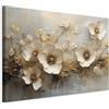 murando - Quadro Moderno Soggiorno Grandi, Fiori Dorati Effetto 3D 120x80cm | Chiodi Inclusi, 1 Pezzo, Murale Arte, Stampe da Parete, Resistenti Allo Sbiadimento, Produzione Europea