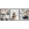 Dazzlewall Set 3 Pezzi Arte Murale Zen Giapponese, Quadri Pietre in Equilibrio e Fiori di Ciliegio per Yoga, Spa o Salotto, 12x16 Pollici senza Cornice