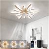 LJX Lampadario Ventilatore da Soffitto Dimmerabile 78cm, Ventilatore da Soffitto con Luce WiFi Compatibile con Alexa, Motore DC Silenzioso Reversibile per Camera da Letto Soggiorno, Oro