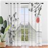 Mateju Tende per Interni Moderne 2 Pezzi, Trasparenti in Voile per Tende Camera da Letto, 3D Piante Eleganti Decorazioni per Cucina Soggiorno (Paisaje,80 x 115 cm)