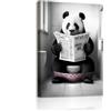 WENGTIAO Stampa su Tela Divertente Panda Bagno Incorniciati 30x40 cm | Quadro su Tela Panda Bianca e Nera Seduta sul Water che Legge il Giornale Pittura Bagno Decorazioni Parete