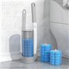 Generic Kit di pulizia per scopino WC con 18 ricariche profumate Ocean Breeze, manico lungo bianco, con contenitore portaoggetti multifunzione, kit detergente per WC per bagno