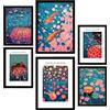 Nacnic Set da 6 Yayoi Kusama Zucca di pesce giapponese Poster con cornice con illustrazioni di design per decorare le pareti di casa Stanza, ufficio A3 e A4 Cornice nera