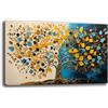 Printerland Quadro Moderno Astratto ALBERO della VITA giallo blu Quadri moderni soggiorno da Parete XXL grande Stampa su tela Canvas Decorazione Murale muro Arredo Camera da letto Salone (8, 40x70 cm)