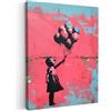 MuchoWow© Quadri Moderni Soggiorno su Tela Quadro Canvas Foto Dipinti | 50x70 cm - Camera da Letto Decorazioni Pareti Graffiti - Ragazza - Palloncino - Banksy - Street art