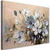 Feeby Stampa su Tela - Quadri Moderni Soggiorno - Quadro Camera Da Letto - Bouquet di fiori grigi Astrattismo - 60x40 cm - Decorazioni Parete