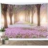 LB Arazzo Rosa Floreale Arazzo da Parete Albero del fiore con il sole Telo da Parete Paesaggio naturale primaverile Arte Muraria per Soggiorno Camera da Letto Dormitorio Decorazione,200x150cm