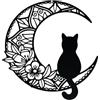 Bowarepro 1 Pezzo in Metallo Gatto e Luna, Decorazione da Parete, Decorazione per Casa, Interni ed Esterni