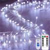 KINGCOO Guirlande Lumineuse LED Magiche con Telecomando, Impermeabile, Luci a Grappolo, Filo d'Argento, Alimentazione USB per Esterno Interno, Matrimonio, Natale, Festa, Decorazione (3M 100LED Bianco)