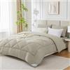 WAVVE Piumone Letto Matrimoniale 450 gr/mq Invernale 135x200 cm - Piumino Caldissimo 200x135 cm, Trapunta 135 x 200 cm in Microfibra Sintetica, Beige