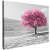 MuchoWow© Stampa Foto Quadro Moderno Quadri Moderni Soggiorno Con Cornice | 40x30 cm - Stampe Da Parete Camera Da Letto Matrimoniale Decorazione CanvasAlbero - Rosa - Bianco e nero - Natura - Fiori