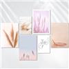 AREDE Set di 6 Stampe da Parete Quadri Moderni Decorazioni da Muro per Casa Soggiorno Camera da Letto e Cucina ''Fiori Rosa Pastello ''| 4 x A4 (21x30cm) + 2 x A5 (15x21cm) | senza Cornici