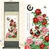 Newscz Arte murale asiatica per soggiorno, decorazione chinoiserie, rotolo murale verticale, rotolo di seta, pittura, poster artistico, pittura delle quattro stagioni, decorazione orientale, murale