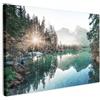 MuchoWow© Stampa Su Tela Decorazioni Pareti Canvas Grandi Dimensioni Quadri | 120x80 cm - Con Cornice Moderni Quadro Soggiorno Foto Camera Da Letto Muro Alberi - Lago - Natura - Montagne