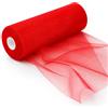 Qnbonrich Rotolo di tulle Orangza, 30 cm x 92 m, nastro in tulle, decorazione per matrimoni, tessuto, tulle, tessuto al metro, organza per fai da te, artigianato, pompon, archi, decorazioni per feste (rosso)