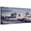 Generico Faro sull'oceano in tempesta - quadro stampa su tela con telaio in legno - 80x40 cm