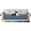 Ystyle Copridivano 4 Posti con Braccioli per Animali, Blu Grigio | Universale Copri Divano Senza Schienale, Natalizio Copridivani Antigraffio per Animali Domestici, Sofa Cover Antimacchia
