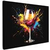 MuchoWow© Quadri Con Cornice Decorazione Quadri Per Camera Da Letto | 70x50 cm - Quadretti Da Parete Moderni Quadro Moderno Soggiorno Grande Foto Su Tela Vino - Bicchiere - Graffiti - Rosso