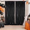 DazzWed 2 pezzi Tenda con paillette - 60x240cm Sfondo a Tende con Sequin per Laurea Scuola Feste Decor feste di compleanno, matrimonio, palcoscenico -Nero
