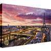 Wallazz Quadri Moderni Soggiorno Parigi, Tour Eiffel, Arco di Trionfo - 100% Made in Italy - Stampa HD su Tela Canvas - Quadro Camera da Letto - Qualità Artigianale - 70x140cm